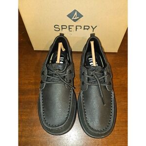 Boy's Boat Shoes Sperry Kids Fairwater Plushwave Black Size 1 M New in box